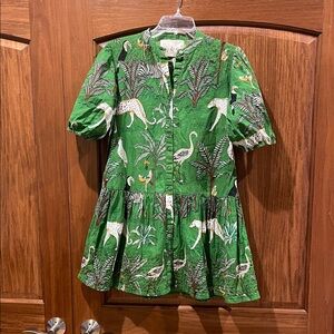 Fox & Hen Camden Alabama Boutique Green Jungle Tiger Print Poplin Mini Dress M